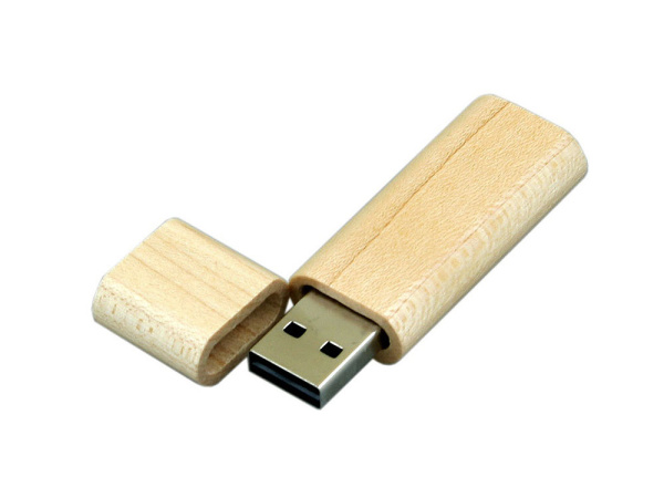 USB 2.0- флешка на 8 Гб эргономичной прямоугольной формы с округленными краями (натуральный)