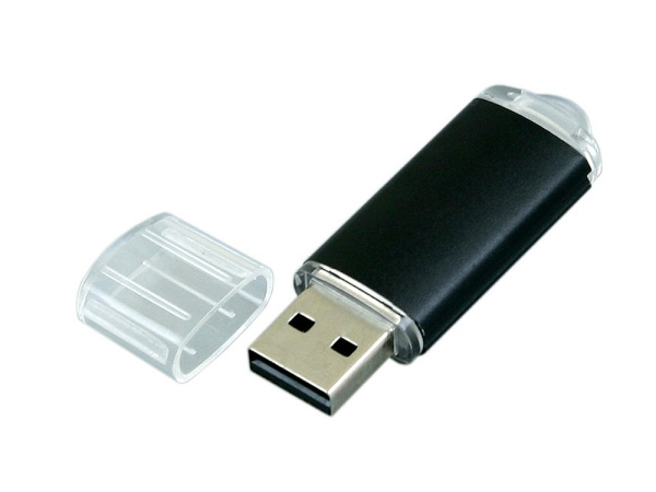 USB 2.0- флешка на 32 Гб с прозрачным колпачком (черный)