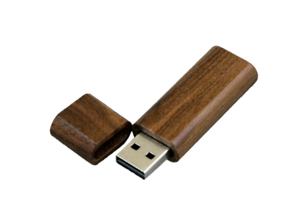 USB 2.0- флешка на 64 Гб эргономичной прямоугольной формы с округленными краями (коричневый)