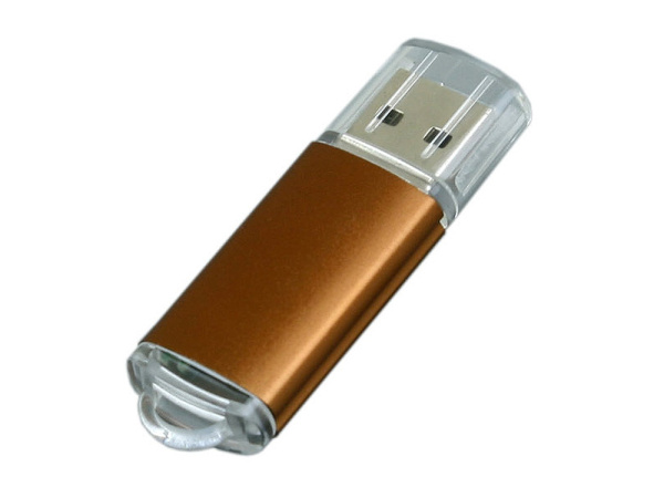 USB 2.0- флешка на 32 Гб с прозрачным колпачком (коричневый)