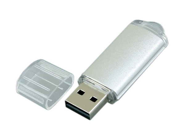 USB 2.0- флешка на 16 Гб с прозрачным колпачком (серебристый)