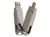 USB 2.0- флешка на 16 Гб с поворотным механизмом и дополнительным разъемом Type-C