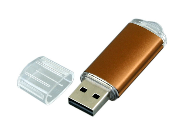 USB 2.0- флешка на 32 Гб с прозрачным колпачком (коричневый)