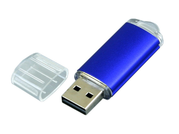 USB 2.0- флешка на 64 Гб с прозрачным колпачком (синий)