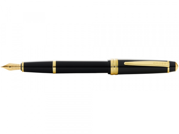 Ручка перьевая Bailey Ligh Polished Black Resin and Gold Tone, перо F