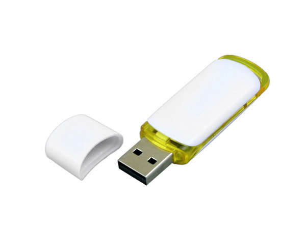 USB 2.0- флешка на 64 Гб с цветными вставками (белый, желтый)