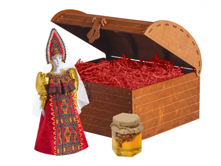 Подарочный набор: кукла фарфоровая, мёд с гецким орехом