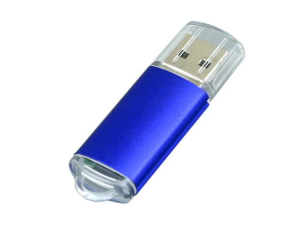 USB 2.0- флешка на 64 Гб с прозрачным колпачком (синий)