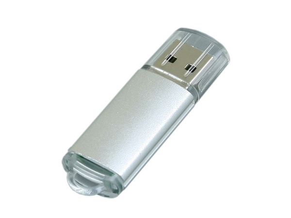 USB 2.0- флешка на 16 Гб с прозрачным колпачком (серебристый)