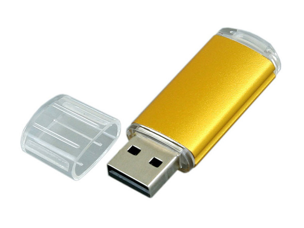 USB 2.0- флешка на 8 Гб с прозрачным колпачком (золотистый)