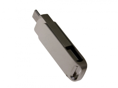 USB 2.0- флешка на 16 Гб с поворотным механизмом и дополнительным разъемом Type-C