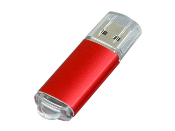 USB 2.0- флешка на 64 Гб с прозрачным колпачком (красный)