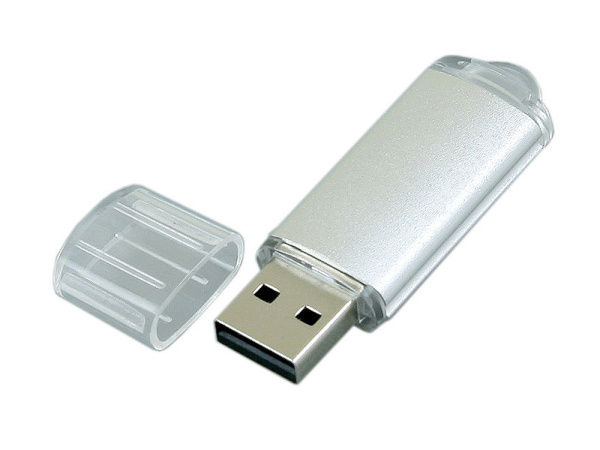 USB 2.0- флешка на 64 Гб с прозрачным колпачком (серебристый)