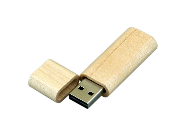 USB 2.0- флешка на 64 Гб эргономичной прямоугольной формы с округленными краями (натуральный)