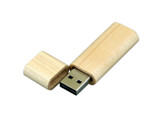 USB 2.0- флешка на 32 Гб эргономичной прямоугольной формы с округленными краями (натуральный)