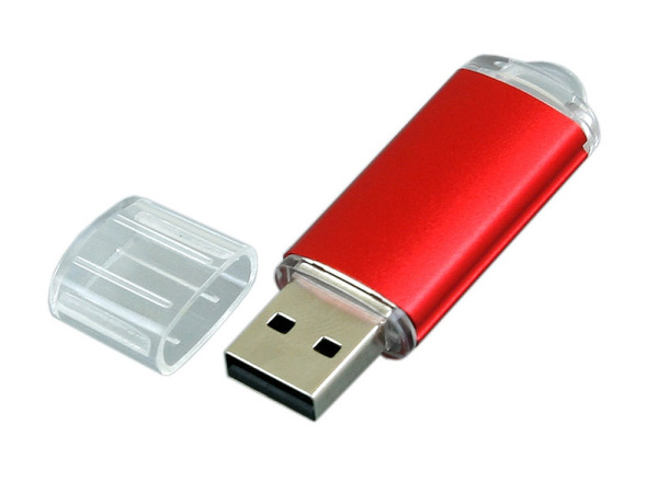 USB 2.0- флешка на 64 Гб с прозрачным колпачком (красный)