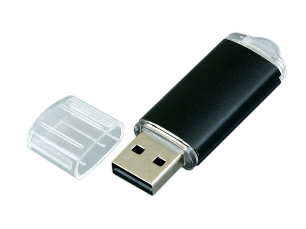 USB 2.0- флешка на 4 Гб с прозрачным колпачком (черный)