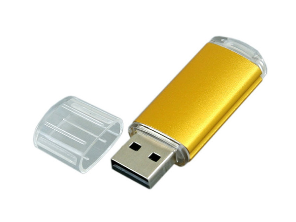 USB 2.0- флешка на 32 Гб с прозрачным колпачком (золотистый)